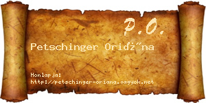 Petschinger Oriána névjegykártya